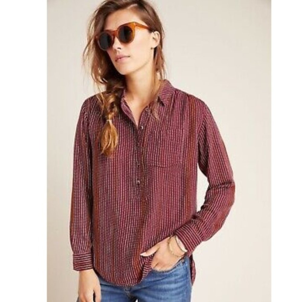 Anthropologie ISADORA Button-Back High Low Pullover Wool Tunic size MP